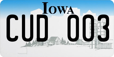 IA license plate CUD003