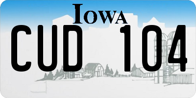 IA license plate CUD104