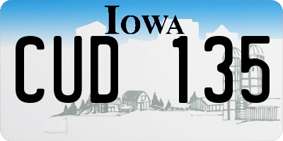 IA license plate CUD135
