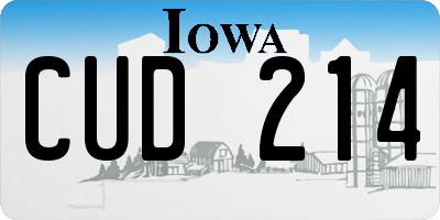 IA license plate CUD214