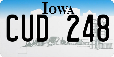 IA license plate CUD248
