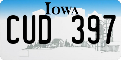 IA license plate CUD397
