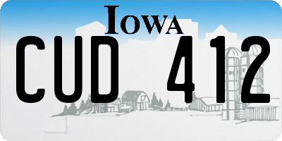 IA license plate CUD412