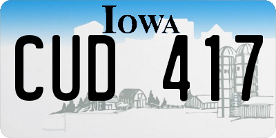 IA license plate CUD417