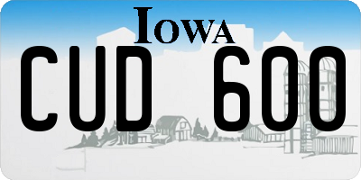 IA license plate CUD600