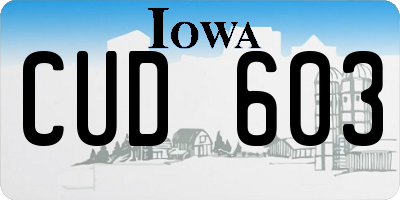 IA license plate CUD603