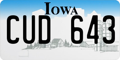 IA license plate CUD643