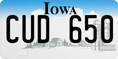 IA license plate CUD650