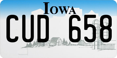 IA license plate CUD658