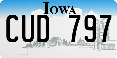 IA license plate CUD797