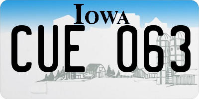 IA license plate CUE063