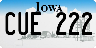 IA license plate CUE222