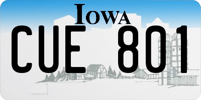 IA license plate CUE801