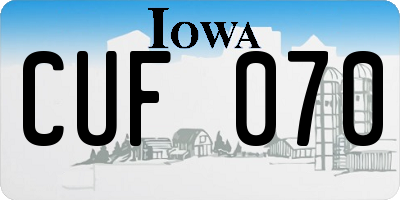 IA license plate CUF070
