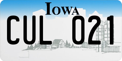 IA license plate CUL021