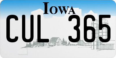 IA license plate CUL365