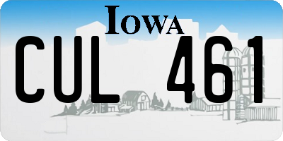 IA license plate CUL461