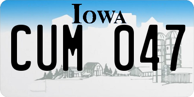 IA license plate CUM047