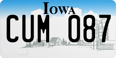 IA license plate CUM087