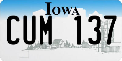 IA license plate CUM137