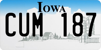 IA license plate CUM187