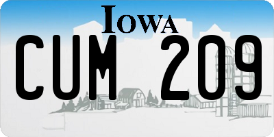 IA license plate CUM209