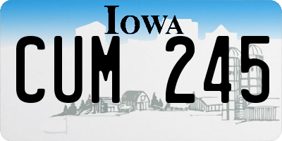 IA license plate CUM245