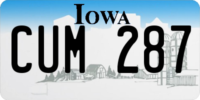 IA license plate CUM287