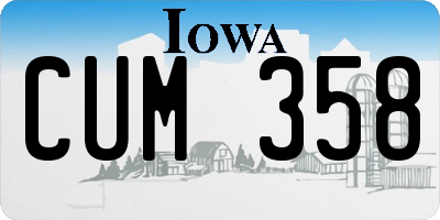 IA license plate CUM358