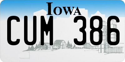 IA license plate CUM386
