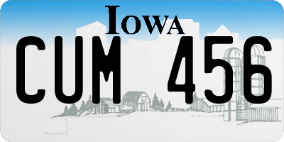 IA license plate CUM456