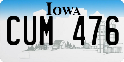 IA license plate CUM476