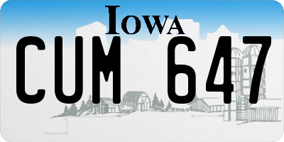 IA license plate CUM647