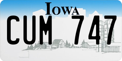 IA license plate CUM747