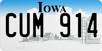 IA license plate CUM914
