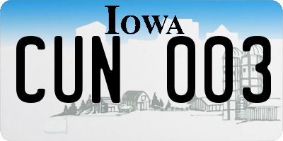 IA license plate CUN003