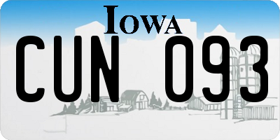 IA license plate CUN093
