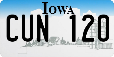 IA license plate CUN120