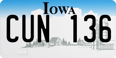 IA license plate CUN136