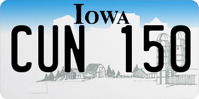 IA license plate CUN150