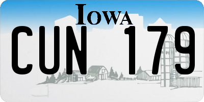 IA license plate CUN179