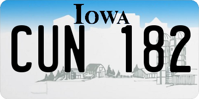 IA license plate CUN182