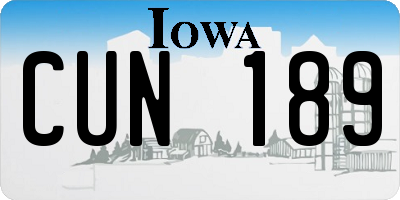 IA license plate CUN189
