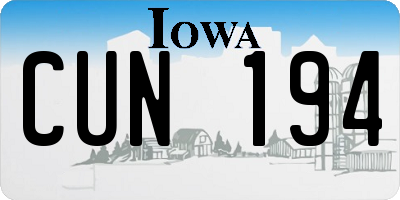 IA license plate CUN194