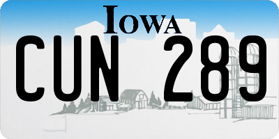 IA license plate CUN289