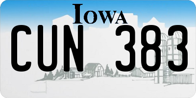 IA license plate CUN383