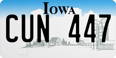 IA license plate CUN447