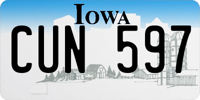 IA license plate CUN597