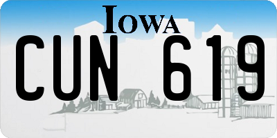 IA license plate CUN619