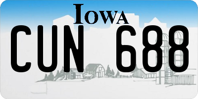 IA license plate CUN688